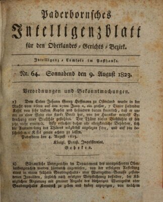 Paderbornsches Intelligenzblatt Samstag 9. August 1823