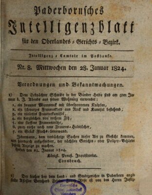 Paderbornsches Intelligenzblatt Mittwoch 28. Januar 1824
