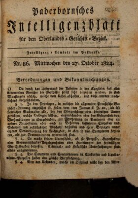 Paderbornsches Intelligenzblatt Mittwoch 27. Oktober 1824