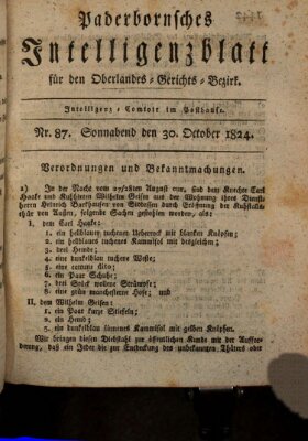Paderbornsches Intelligenzblatt Samstag 30. Oktober 1824