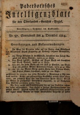 Paderbornsches Intelligenzblatt Samstag 4. Dezember 1824
