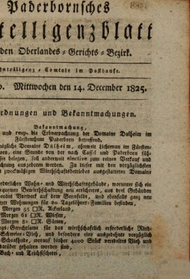 Paderbornsches Intelligenzblatt Mittwoch 14. Dezember 1825