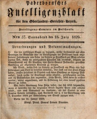 Paderbornsches Intelligenzblatt Samstag 18. Juli 1829