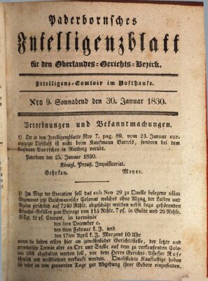 Paderbornsches Intelligenzblatt Samstag 30. Januar 1830