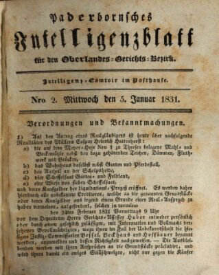 Paderbornsches Intelligenzblatt Mittwoch 5. Januar 1831