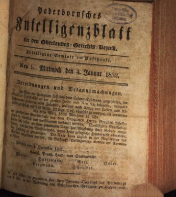 Paderbornsches Intelligenzblatt Mittwoch 4. Januar 1832