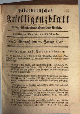 Paderbornsches Intelligenzblatt Mittwoch 25. Januar 1832