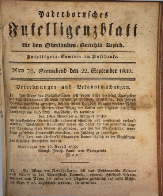 Paderbornsches Intelligenzblatt Samstag 22. September 1832