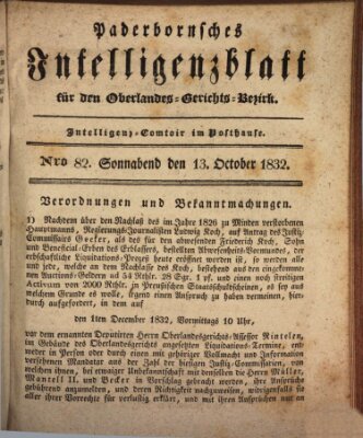 Paderbornsches Intelligenzblatt Samstag 13. Oktober 1832