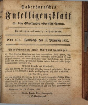 Paderbornsches Intelligenzblatt Mittwoch 19. Dezember 1832