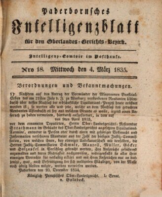 Paderbornsches Intelligenzblatt Mittwoch 4. März 1835