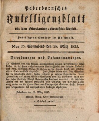 Paderbornsches Intelligenzblatt Samstag 28. März 1835
