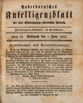 Paderbornsches Intelligenzblatt Mittwoch 3. Juni 1835