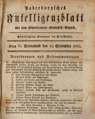 Paderbornsches Intelligenzblatt Samstag 12. September 1835