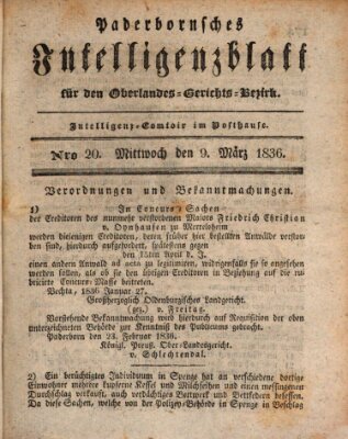 Paderbornsches Intelligenzblatt Mittwoch 9. März 1836