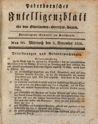 Paderbornsches Intelligenzblatt Mittwoch 9. November 1836