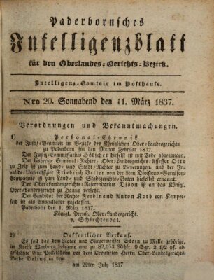 Paderbornsches Intelligenzblatt Samstag 11. März 1837