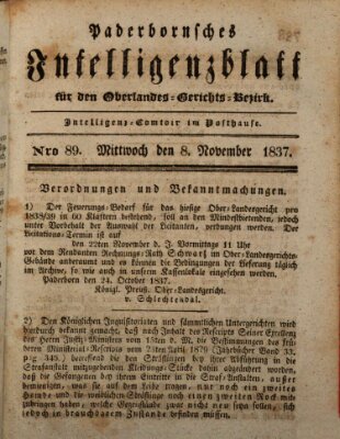 Paderbornsches Intelligenzblatt Mittwoch 8. November 1837