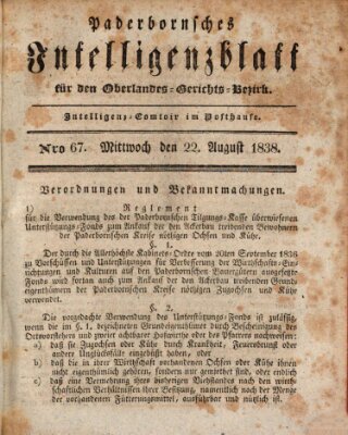 Paderbornsches Intelligenzblatt Mittwoch 22. August 1838