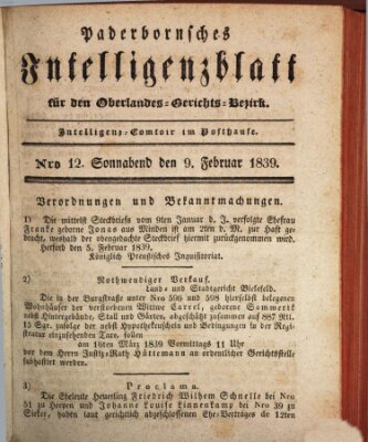 Paderbornsches Intelligenzblatt Samstag 9. Februar 1839