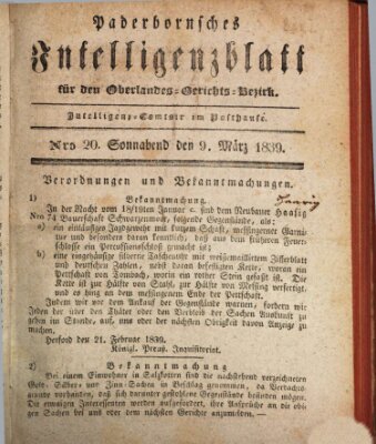 Paderbornsches Intelligenzblatt Samstag 9. März 1839
