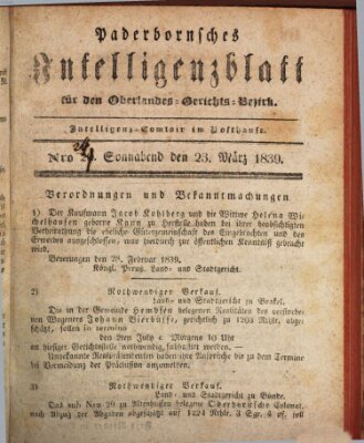 Paderbornsches Intelligenzblatt Samstag 23. März 1839