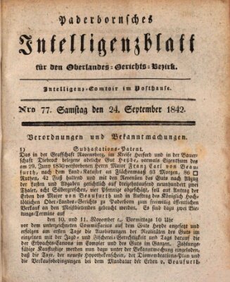Paderbornsches Intelligenzblatt Samstag 24. September 1842