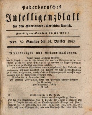 Paderbornsches Intelligenzblatt Samstag 14. Oktober 1843