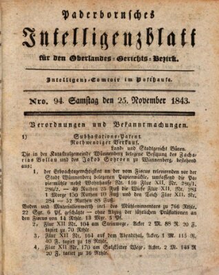 Paderbornsches Intelligenzblatt Samstag 25. November 1843