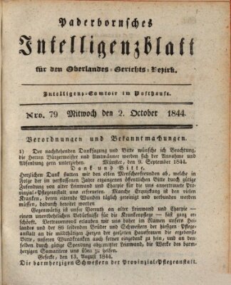Paderbornsches Intelligenzblatt Mittwoch 2. Oktober 1844