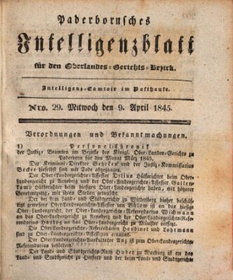 Paderbornsches Intelligenzblatt Mittwoch 9. April 1845