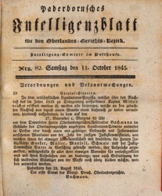 Paderbornsches Intelligenzblatt Samstag 11. Oktober 1845