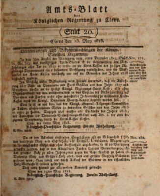 Amtsblatt der Königlichen Regierung zu Cleve Samstag 23. Mai 1818