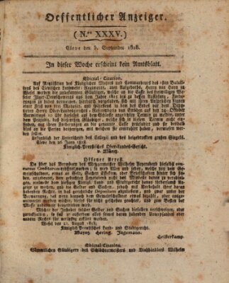 Amtsblatt der Königlichen Regierung zu Cleve Samstag 5. September 1818