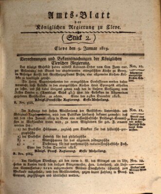 Amtsblatt der Königlichen Regierung zu Cleve Samstag 9. Januar 1819