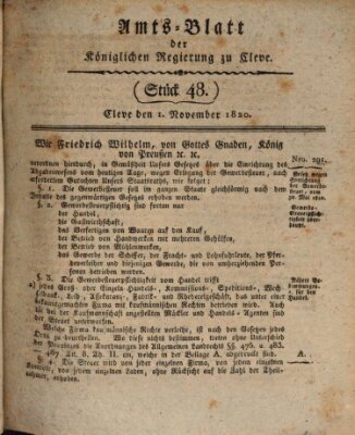 Amtsblatt der Königlichen Regierung zu Cleve Mittwoch 1. November 1820