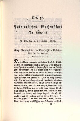 Patriotisches Wochenblatt für Ungern Mittwoch 5. September 1804