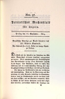 Patriotisches Wochenblatt für Ungern Mittwoch 12. September 1804