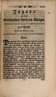 Göttingische Anzeigen von gelehrten Sachen (Göttingische Zeitungen von gelehrten Sachen) Samstag 26. Mai 1770