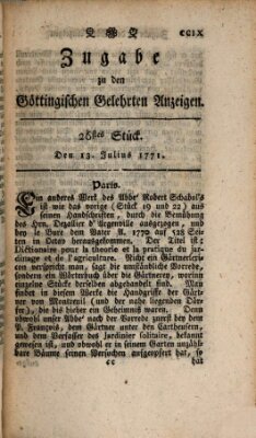 Göttingische Anzeigen von gelehrten Sachen (Göttingische Zeitungen von gelehrten Sachen) Samstag 13. Juli 1771