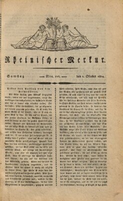 Rheinischer Merkur Samstag 1. Oktober 1814