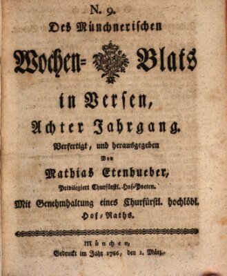 Münchnerisches Wochen-Blat in Versen Samstag 1. März 1766