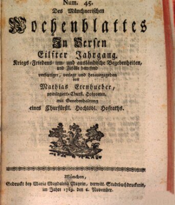 Münchnerisches Wochen-Blat in Versen Montag 6. November 1769