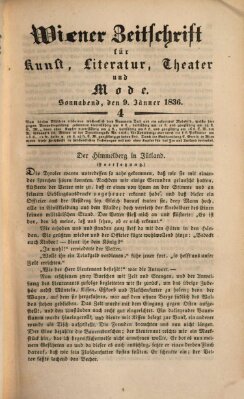 Wiener Zeitschrift für Kunst, Literatur, Theater und Mode Samstag 9. Januar 1836
