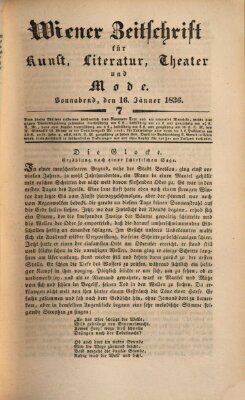 Wiener Zeitschrift für Kunst, Literatur, Theater und Mode Samstag 16. Januar 1836