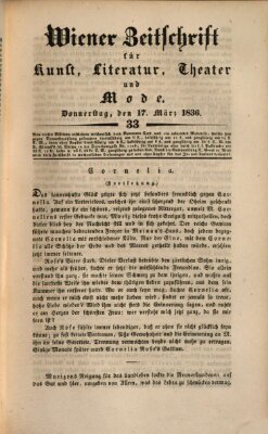 Wiener Zeitschrift für Kunst, Literatur, Theater und Mode Donnerstag 17. März 1836