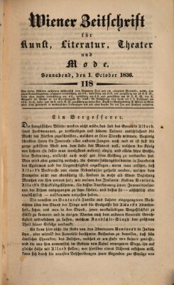 Wiener Zeitschrift für Kunst, Literatur, Theater und Mode Samstag 1. Oktober 1836