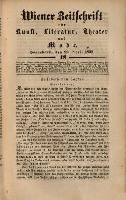 Wiener Zeitschrift für Kunst, Literatur, Theater und Mode Samstag 22. April 1837