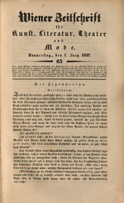 Wiener Zeitschrift für Kunst, Literatur, Theater und Mode Donnerstag 1. Juni 1837