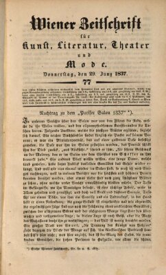 Wiener Zeitschrift für Kunst, Literatur, Theater und Mode Donnerstag 29. Juni 1837